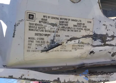 1997 GMC Sierra 1500 Sl Wideside from USA, damaged, VIN 2GTEC19R8V1523024